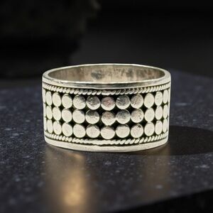 Vintage 925 Sterling Silver Wide Dot Band Ring – Size 9 | 6.17g